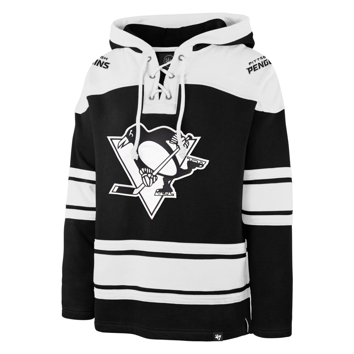 Pittsburgh Penguins NHL 47 Brand Men Black Series Heavyweight Lacer Hoodie product image 1, provided for visual reference