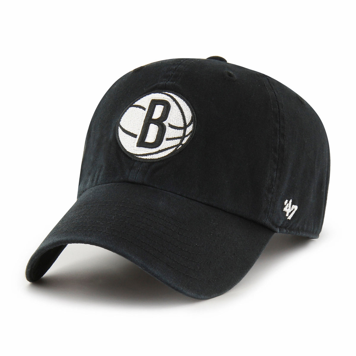 Brooklyn Nets NBA 47 Brand Men Black Alternate Clean Up Adjustable Hat product image 1, provided for visual reference and