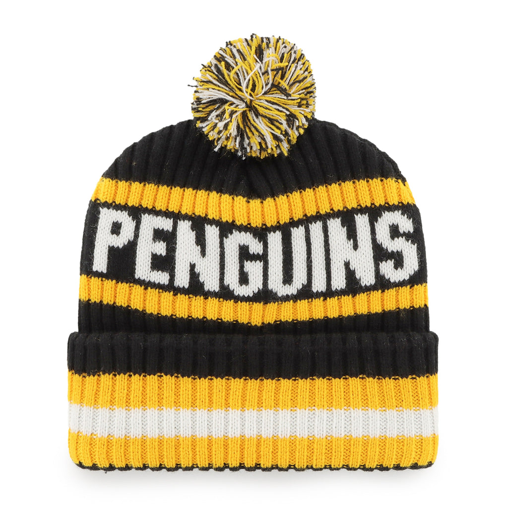 Pittsburgh Penguins NHL 47 Brand Men Black/Yellow Bering Cuff Pom Knit product image 2, provided for visual reference and