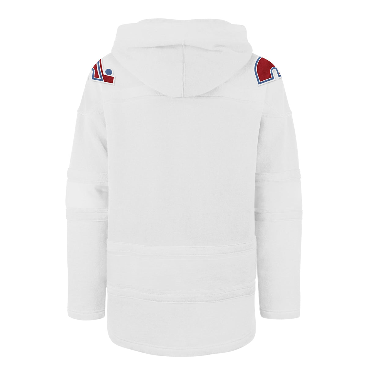 Quebec Nordiques NHL 47 Brand Men White Out Heavyweight Lacer Hoodie product image 2, provided for visual reference and