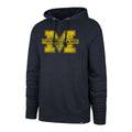 Michigan Wolverines NCAA 47 Brand Men Navy Imprint Distressed Headline Pullover Hoodie product image 1, provided for visual