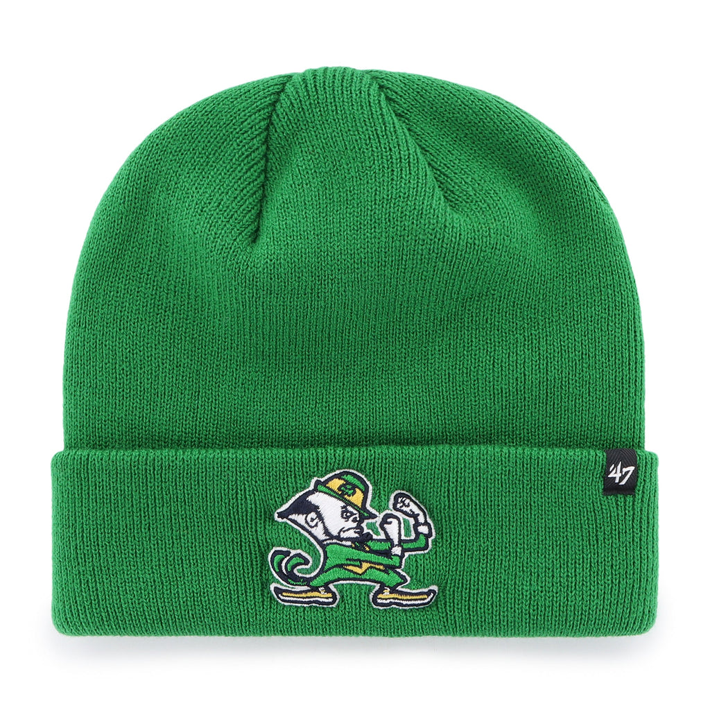 Notre Dame Fighting Irish NCAA 47 Brand Men Green Raised Cuff Knit Hat product image 1, provided for visual reference and