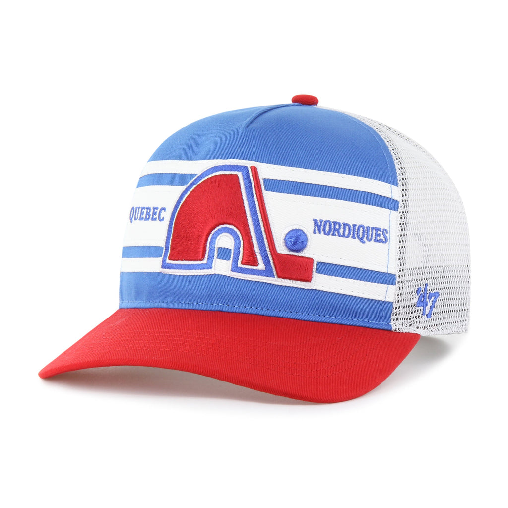 Quebec Nordiques NHL 47 Brand Men Light Blue/Red Super Stripe Hitch Adjustable Hat product image 1, provided for visual