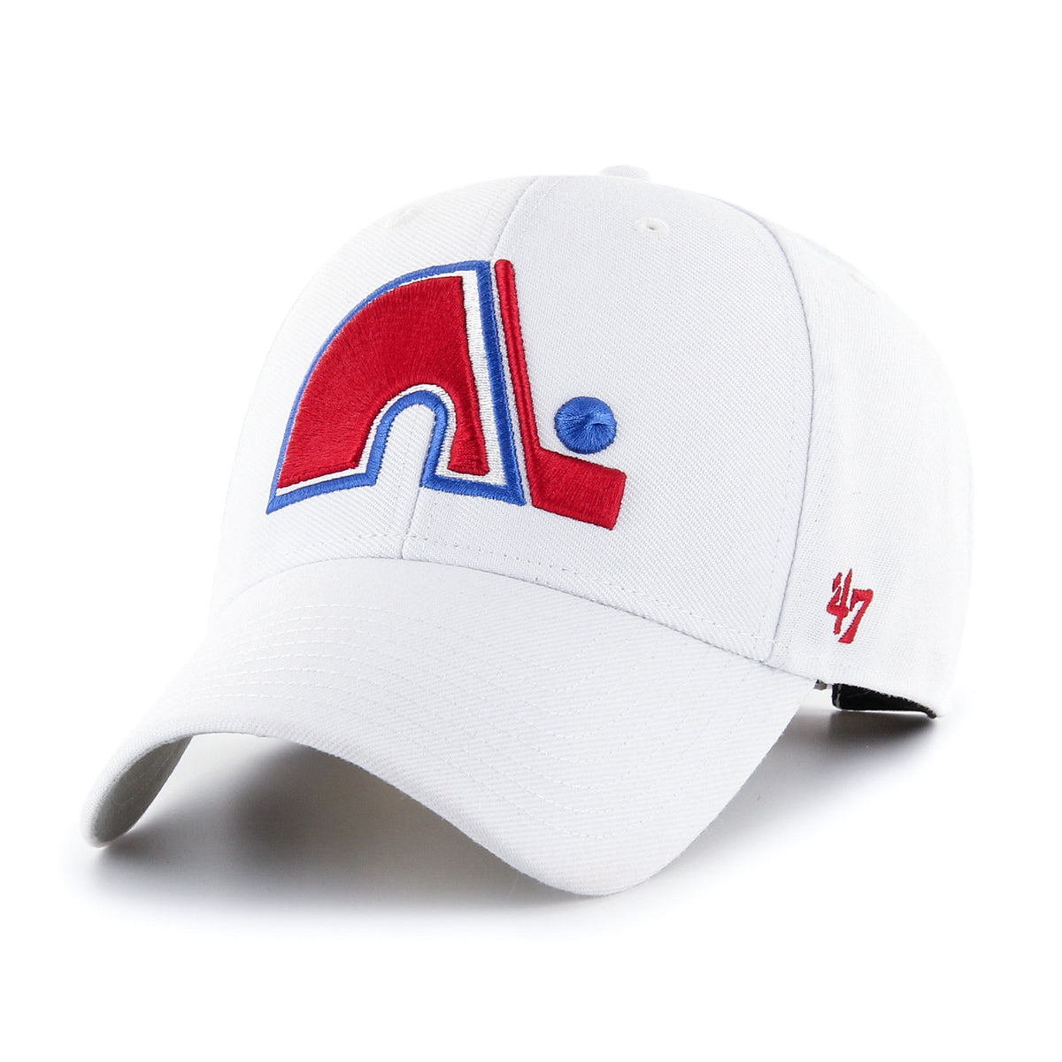 Quebec Nordiques NHL 47 Brand Men White MVP Adjustable Hat product image 1, provided for visual reference and product detail